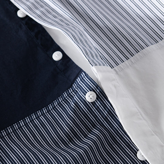 Herren Kontrastiertes Patchwork-Hemd mit Block- und Nadelstreifen Shop Nory