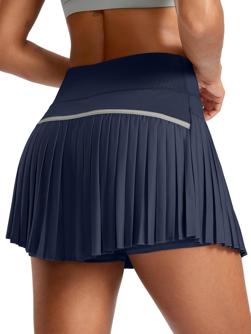Damen Sportlicher Plisseerock mit integrierten Shorts