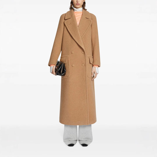Damen Maxi Doppelreihiger Wollmantel mit übergroßem Revers und Pattentaschen Shop Nory