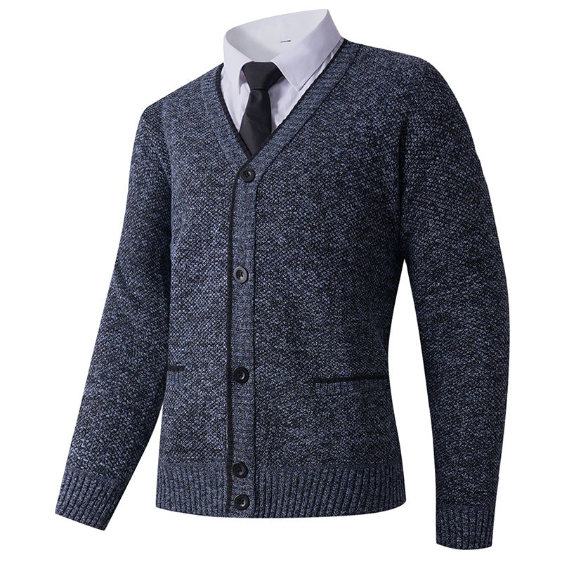 Herren Strukturierte Strickcardigan mit V-Ausschnitt, Knopfleiste und Eingrifftaschen Shop Nory