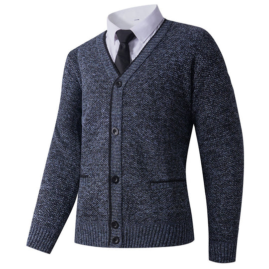 Herren Strukturierte Strickcardigan mit V-Ausschnitt, Knopfleiste und Eingrifftaschen Shop Nory