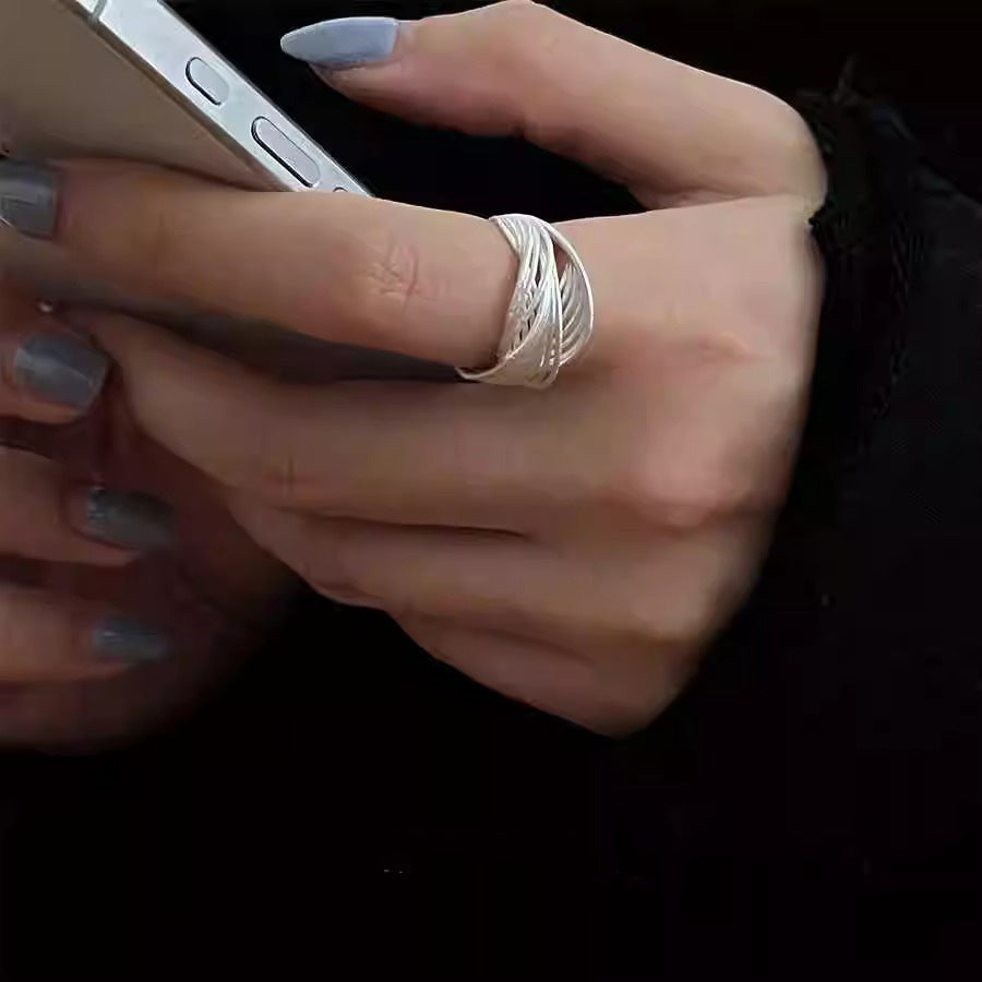 Damen Offener Ring mit kunstvollem, geschwungenem Design Shop Nory