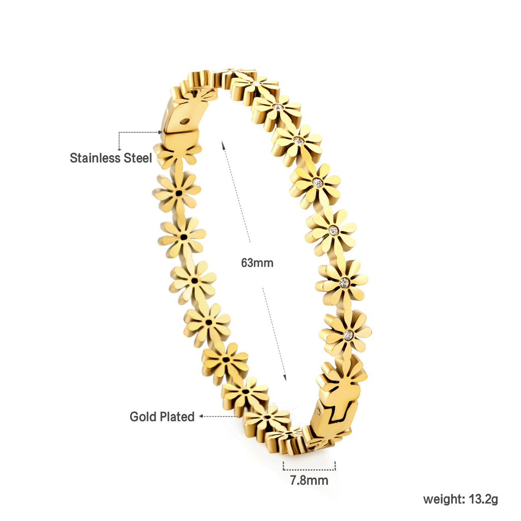 Damen Hängende Ohrstecker mit floralem Design aus hochwertigem, goldplattierten Edelstahl Shop Nory