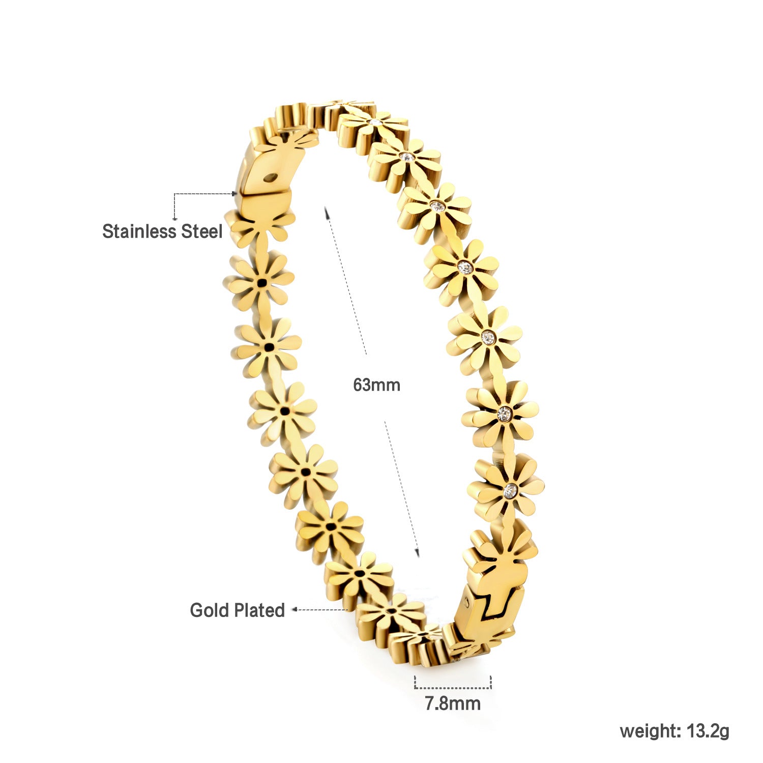 Damen Hängende Ohrstecker mit floralem Design aus hochwertigem, goldplattierten Edelstahl Shop Nory
