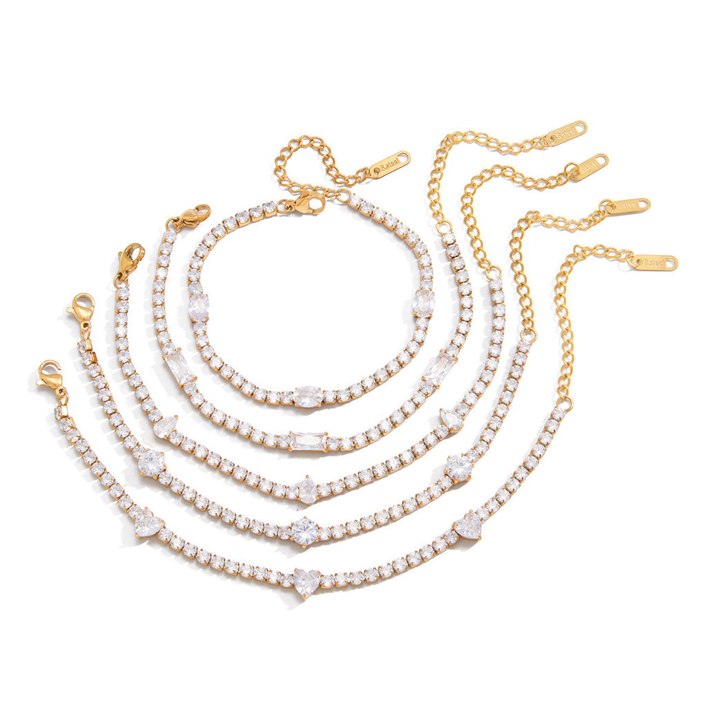 Damen Armband mit funkelnden Zirkonia-Steinen aus hypoallergenem Edelstahl Shop Nory
