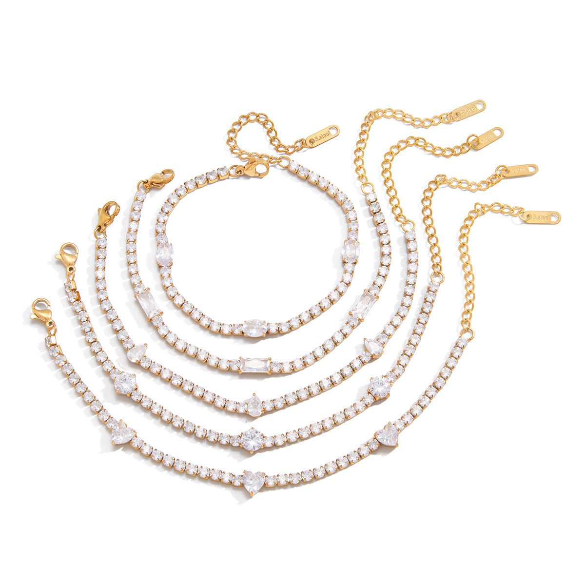 Damen Armband mit funkelnden Zirkonia-Steinen aus hypoallergenem Edelstahl Shop Nory