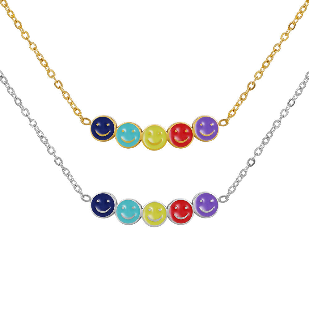 Frauen Playful Smiley Face Charm Halskette Shop Nory