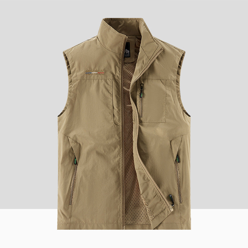 Herren Leichte multifunktionale Outdoor-Utility‑Weste mit Mesh‑Futter und mehreren Reißverschlusstaschen Shop Nory