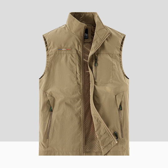 Herren Leichte multifunktionale Outdoor-Utility‑Weste mit Mesh‑Futter und mehreren Reißverschlusstaschen Shop Nory