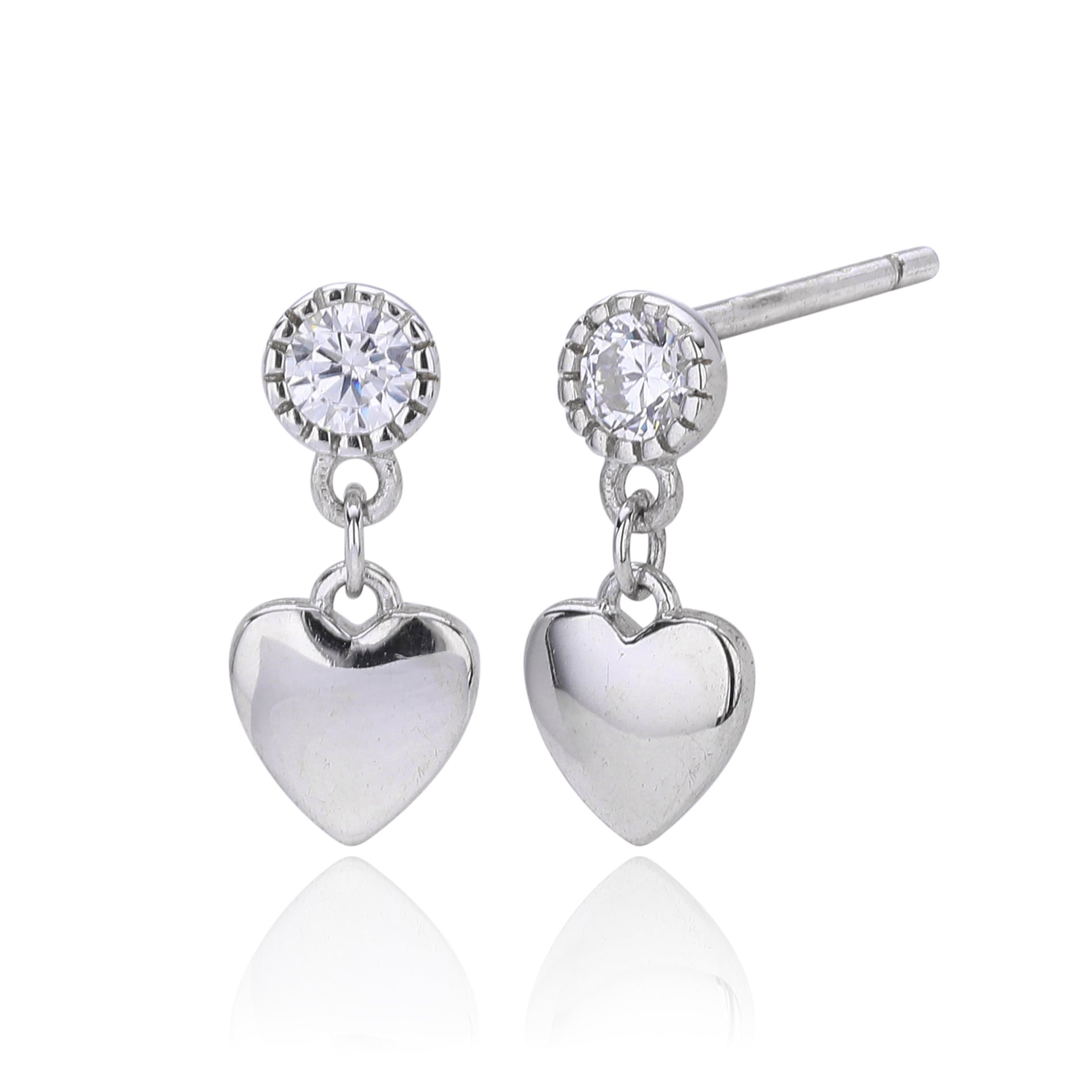 Damen Ohrhänger mit Herzanhängern und funkelndem Zirkon Shop Nory