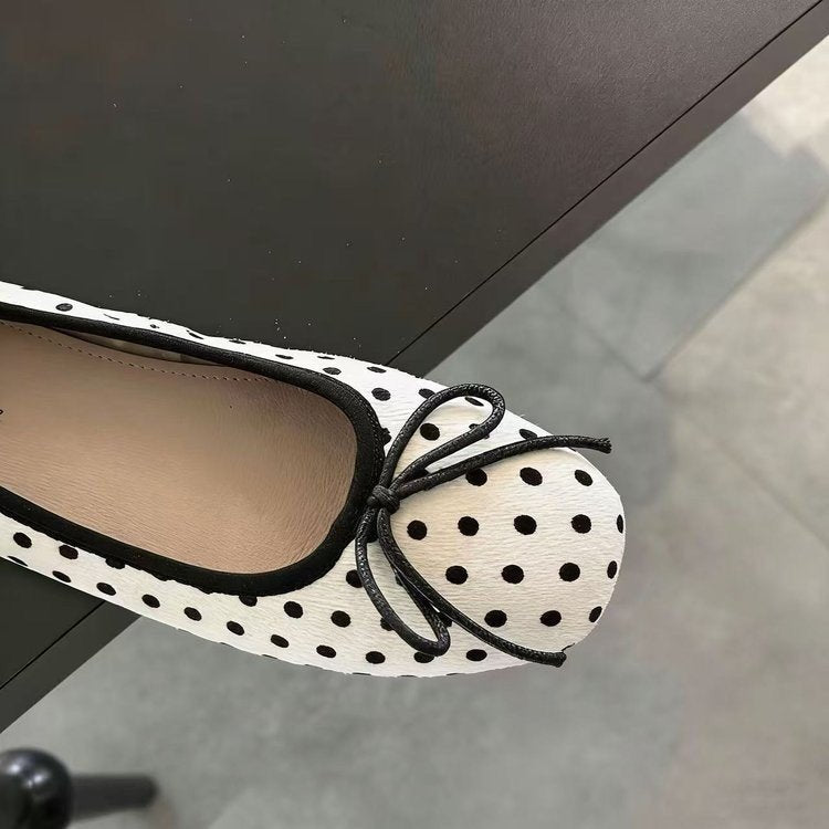 Damen Ballerinas mit dekorativer Schleife und modischem Punktemuster Shopnory