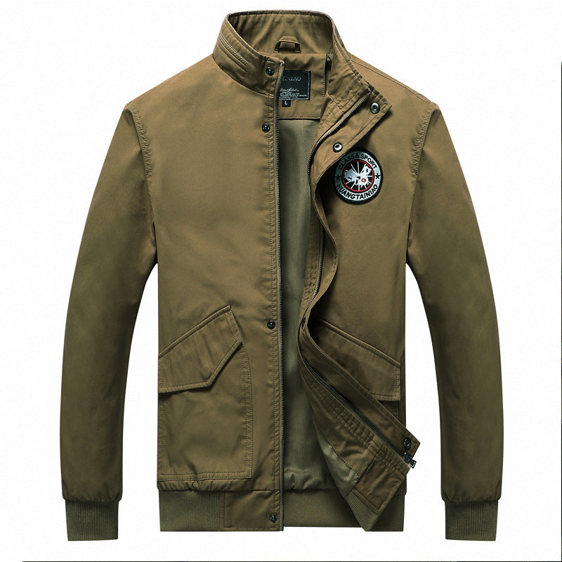 Herren Canvas-Fieldjacke im Bomberstil mit Stehkragen, Taschenklappen und elastischen Bündchen Shop Nory