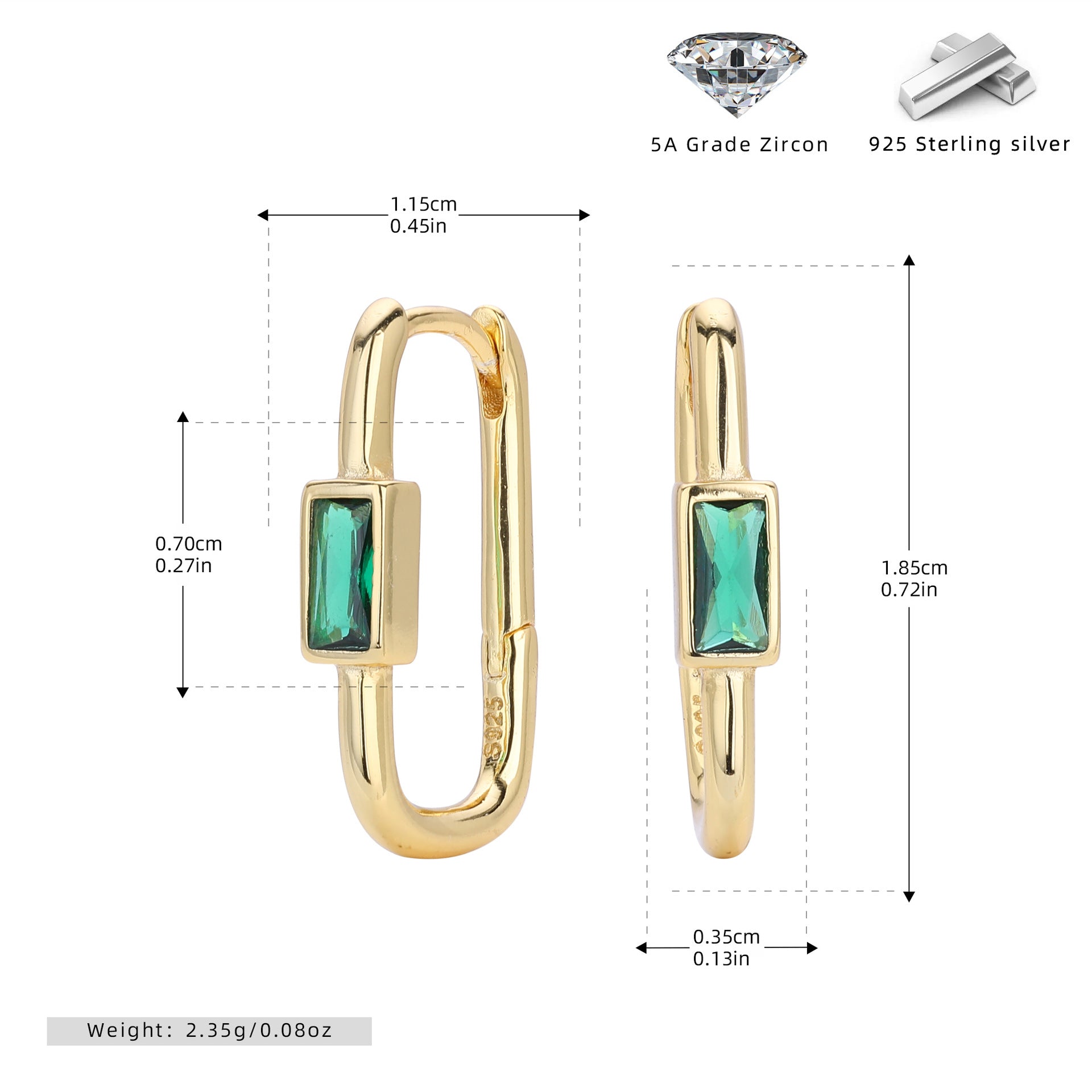 Damen Ohrstecker mit luxuriösem 5A Zirkon aus 925 Sterling Silber Shop Nory