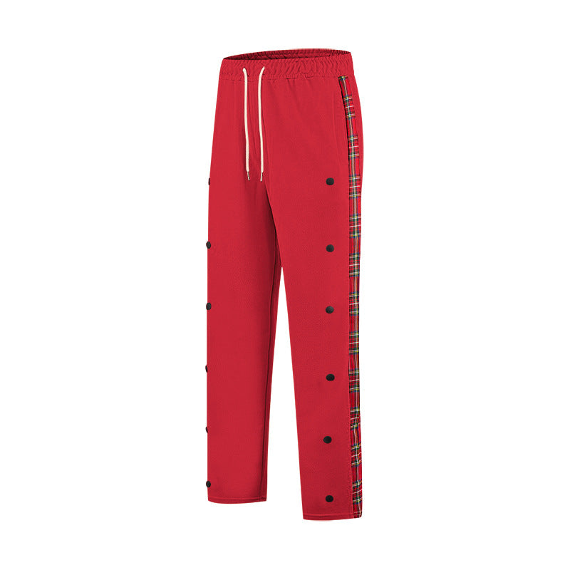 Herren lockere Jogginghose mit seitlichem Karostreifen und Druckknopfleiste Shop Nory