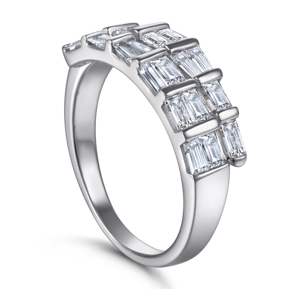 Damen eleganter Baguette-Ring mit funkelnden Zirkoniasteinen Shop Nory