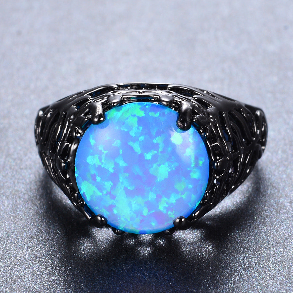 Damen Ring mit kunstvollem Blattdesign und schimmerndem Opal Shop Nory
