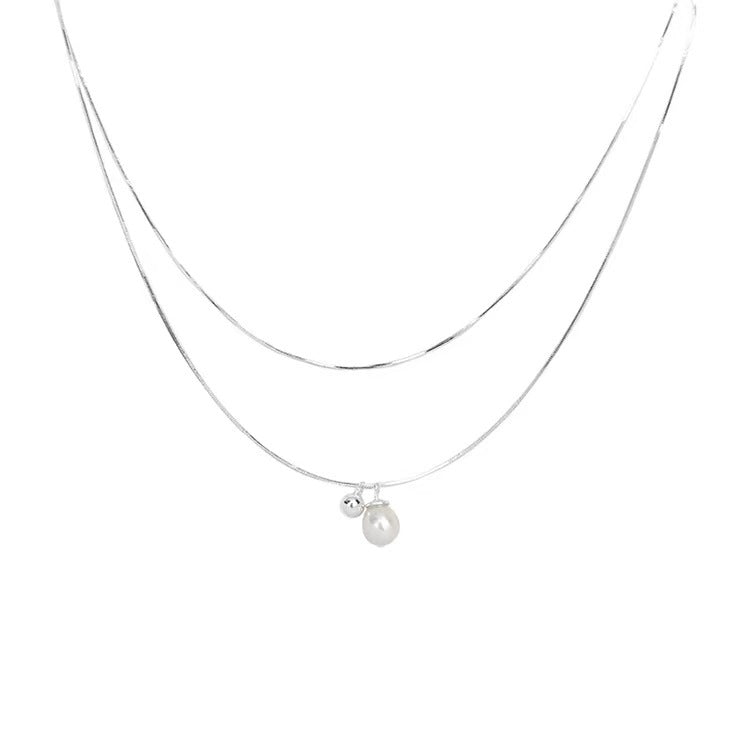 Damen elegante doppellagige Halskette mit stilvollem Anhänger Shop Nory