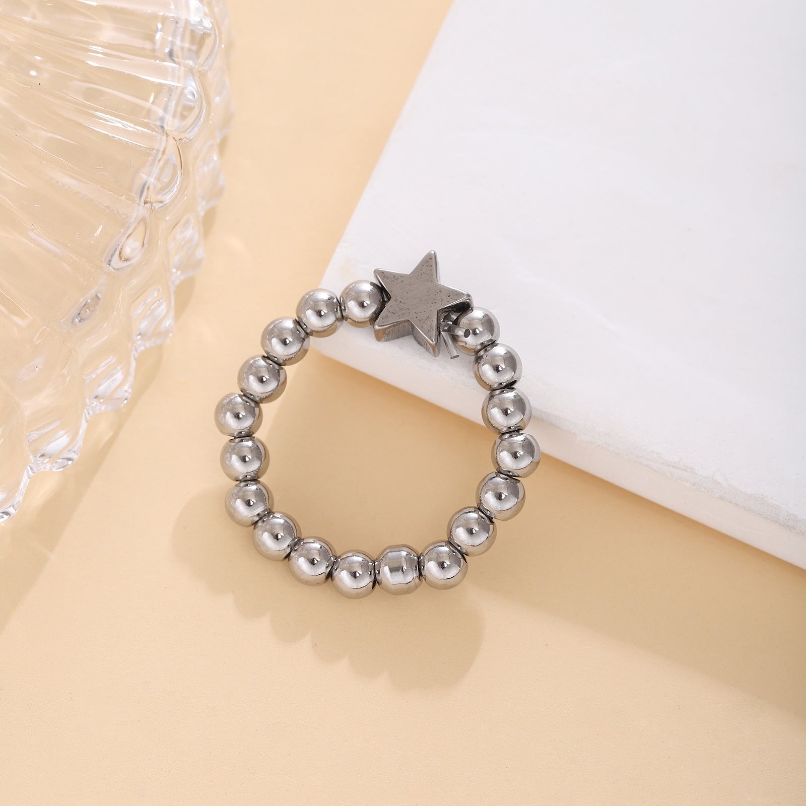 Damen Perlenring mit Glückskleeblatt Shop Nory
