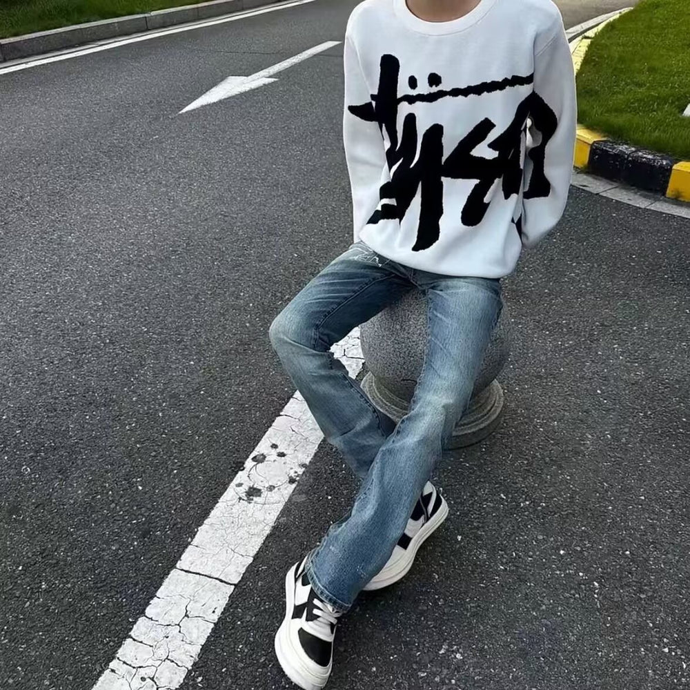 Herren Modischer Grobstrickpullover mit grafischem Design Shop Nory