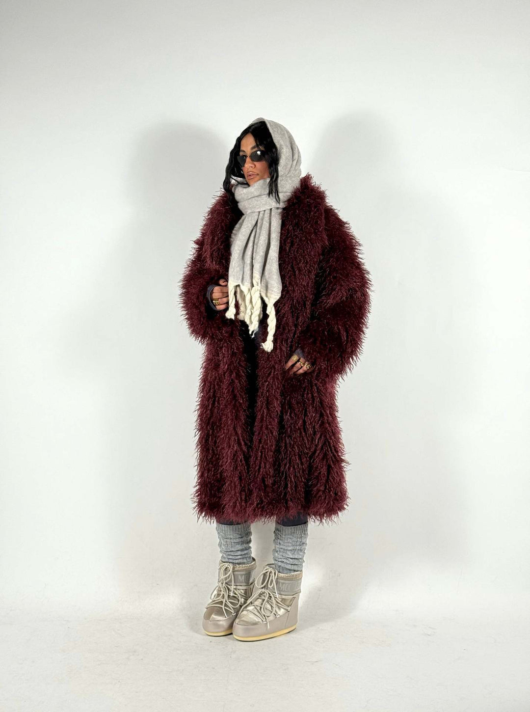 Damen Maxilanger Kunstpelzmantel mit langflorigem Hochflor und Oversize-Silhouette Shop Nory
