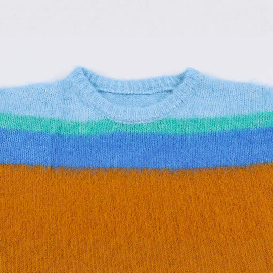 Damen Oversize Mohair‑Look Streifenpullover mit Rundhalsausschnitt Shop Nory