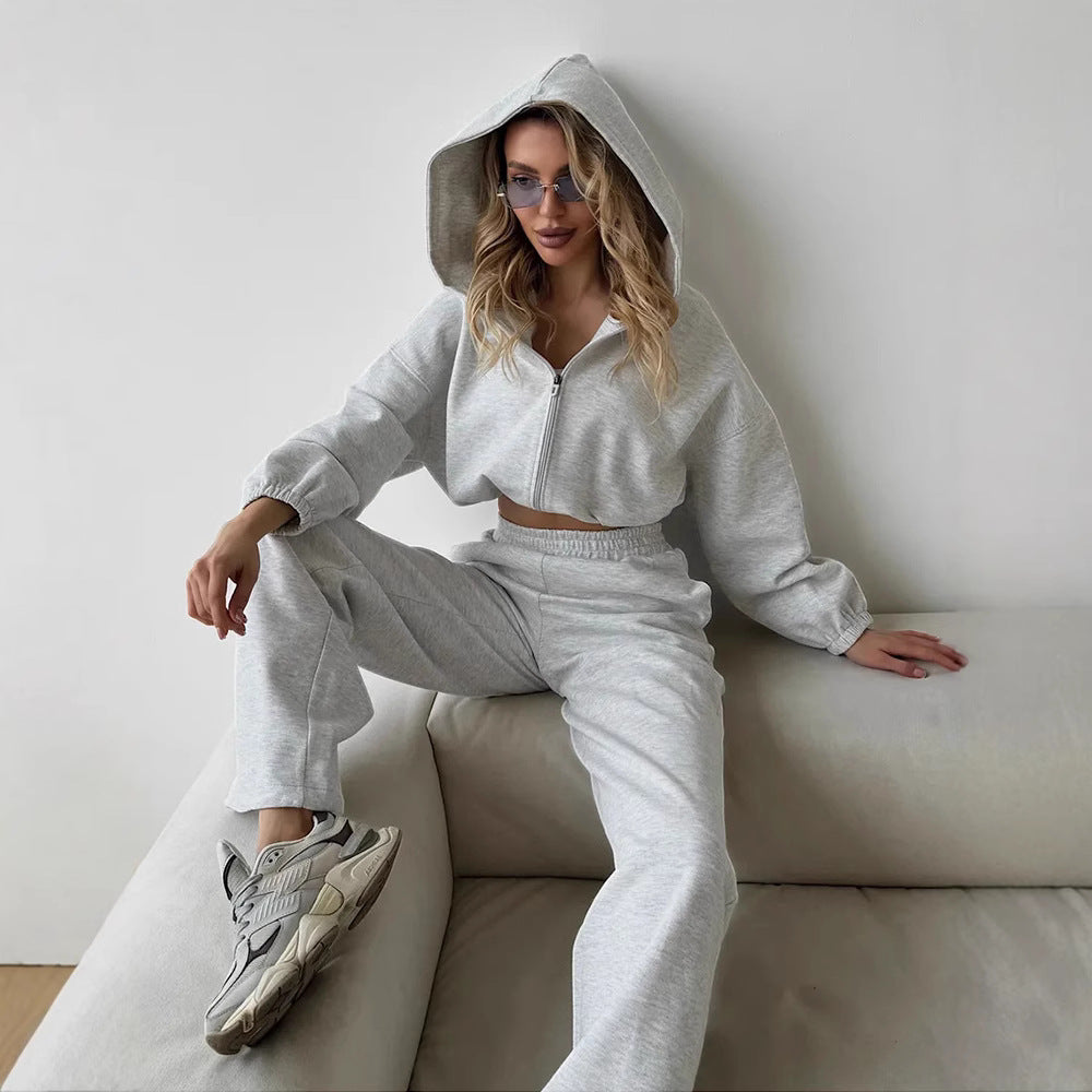 Damen lässiges Lounge-Set mit Hoodie und weiten Hosen