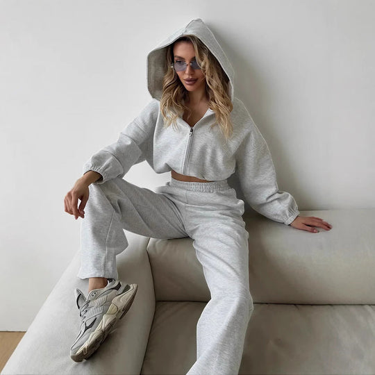 Damen lässiges Lounge-Set mit Hoodie und weiten Hosen