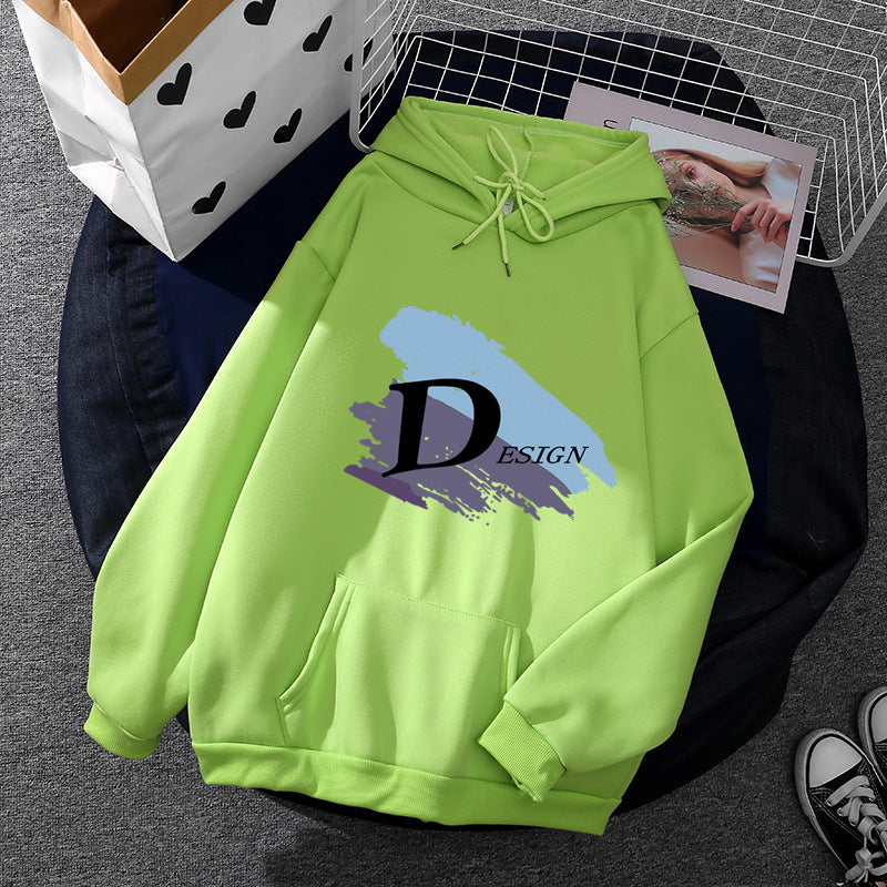 Unisex nan lässiger Kapuzenpullover mit großflächigem Pinsel-Logo, Kängurutasche und verstellbarer Kapuze Shop Nory