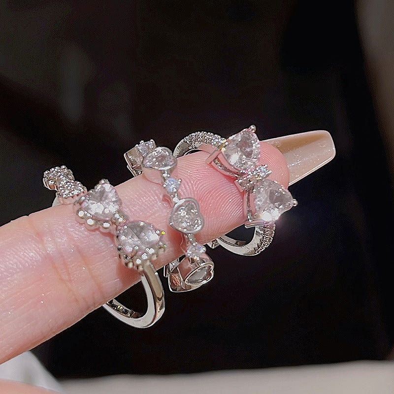 Damen Ring-Set mit kunstvollen Herzmotiven und funkelnden Zirkonia Shop Nory