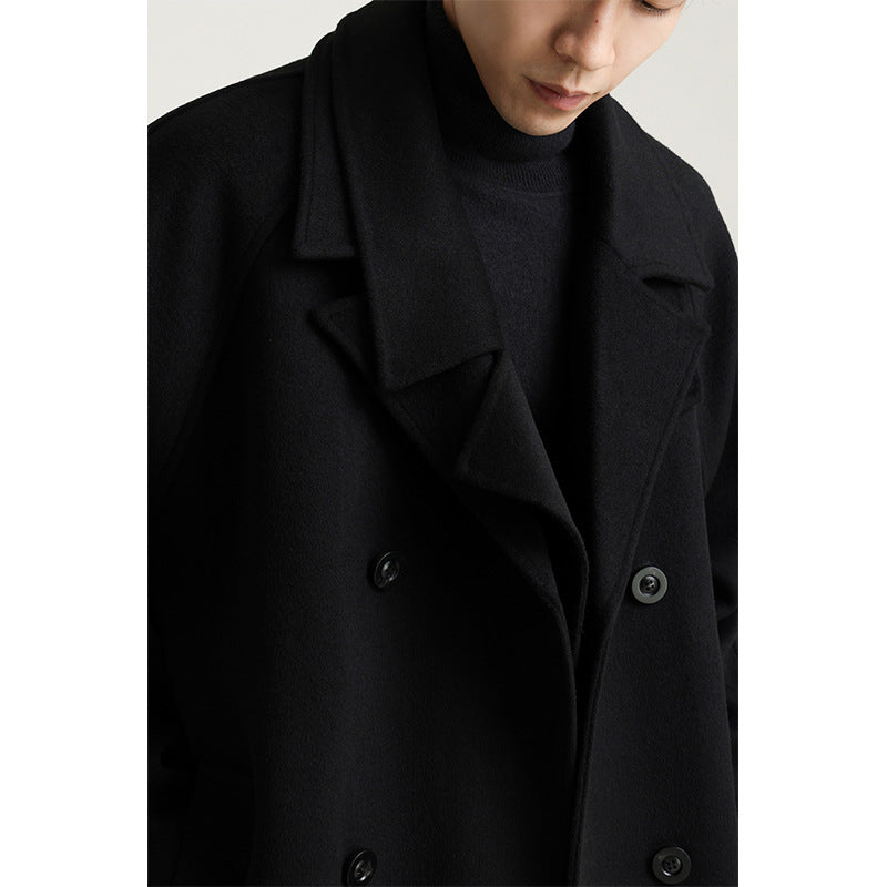 Herren Wollmantel im weiten Schnitt mit doppelreihiger Knopfleiste und weitem Revers Shop Nory