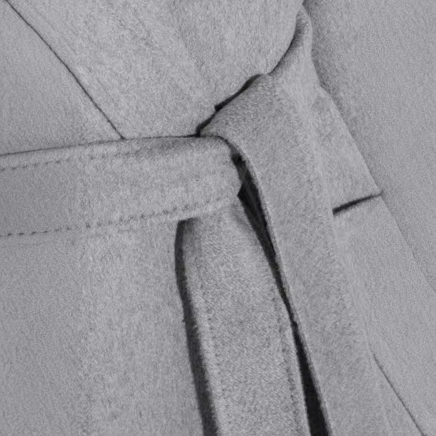 Damen Bodenlanger Offener Wollmix‑Mantel mit entspanntem Revers und fließendem Fall Shop Nory