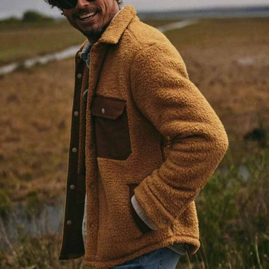 Herren Sherpa-Workjacke mit Brusttaschen aus Kontrastmaterial und Druckknopfverschluss Shop Nory
