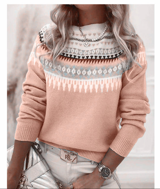 Damen nan Norwegerpullover aus Wollmix mit Rundhalsausschnitt und traditionellem Fair-Isle-Yoke Shop Nory