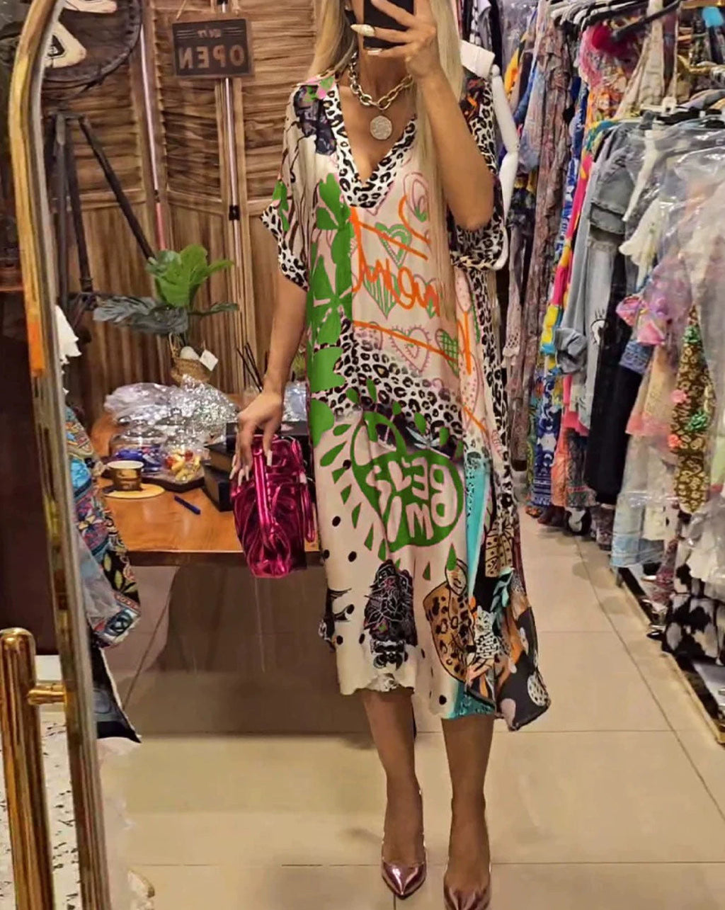 Damen Kunstvolle Kaftan-Style Tunika Shopnory