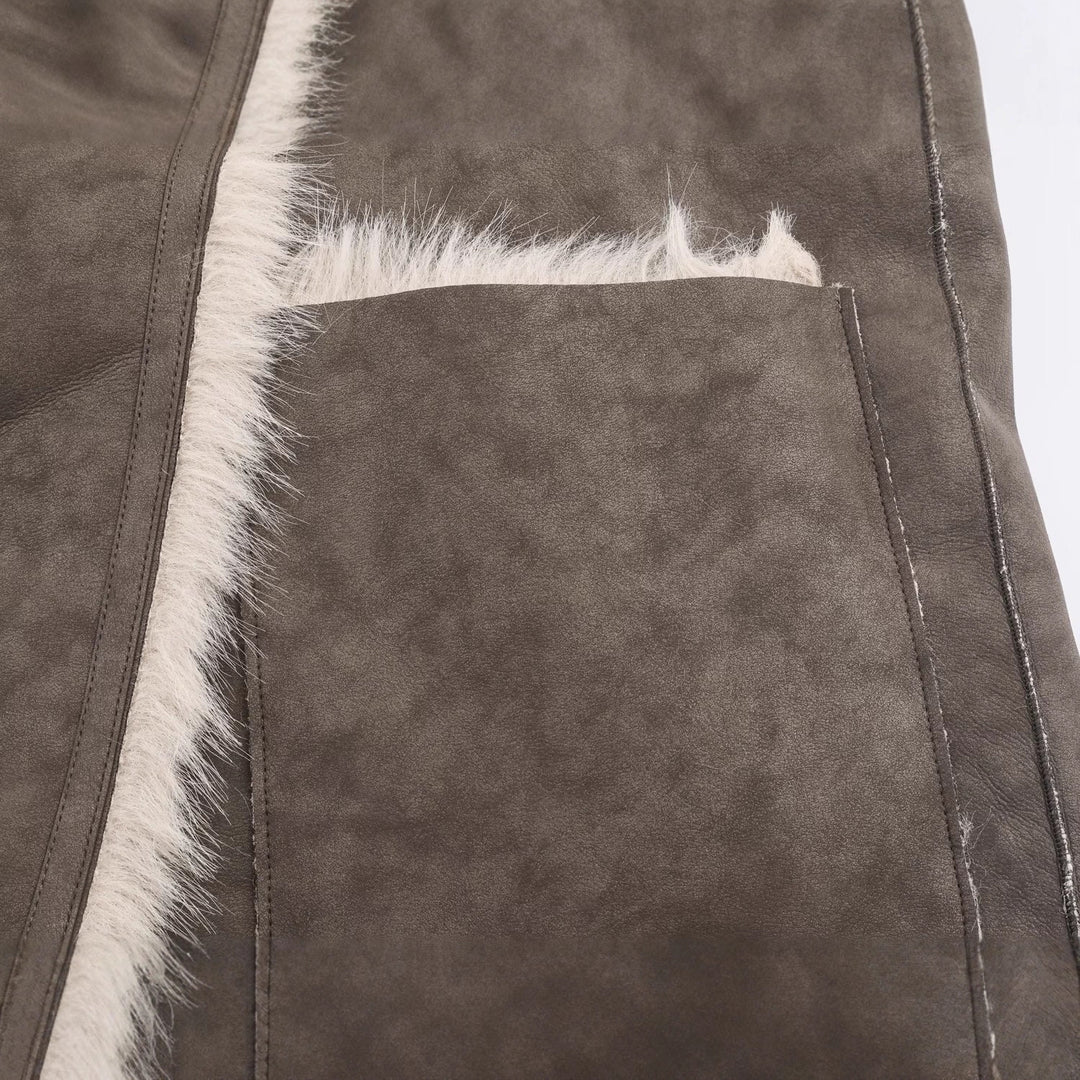 Damen Langer Wendbarer Kunstfell-Mantel mit Oversized-Schalkragen und aufgesetzten Taschen Shop Nory