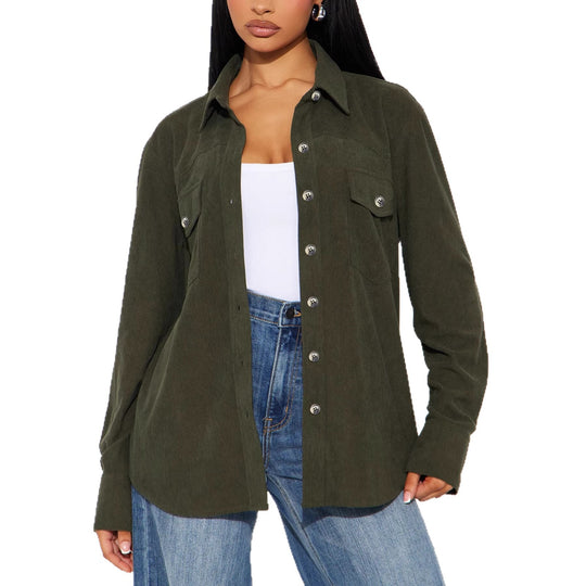 Damen Kord-Overshirt im Relaxed-Fit mit aufgesetzten Brusttaschen und Knopfleiste Shop Nory