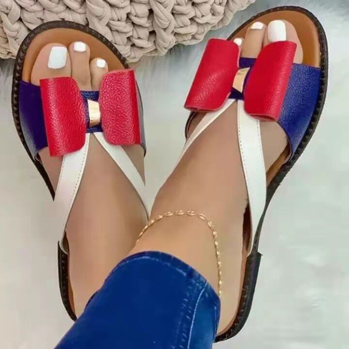 Damen Riemensandalen mit dekorativem Schleifendetail und flexiblem Fußbett