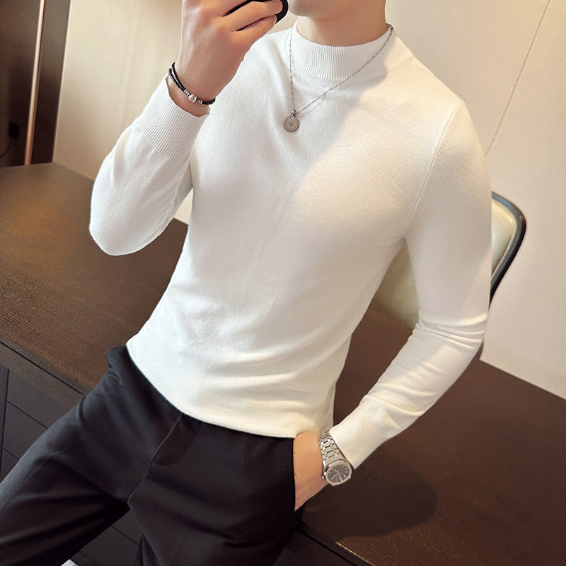 Herren modischer Pullover mit hohem Kragen und eleganter Passform