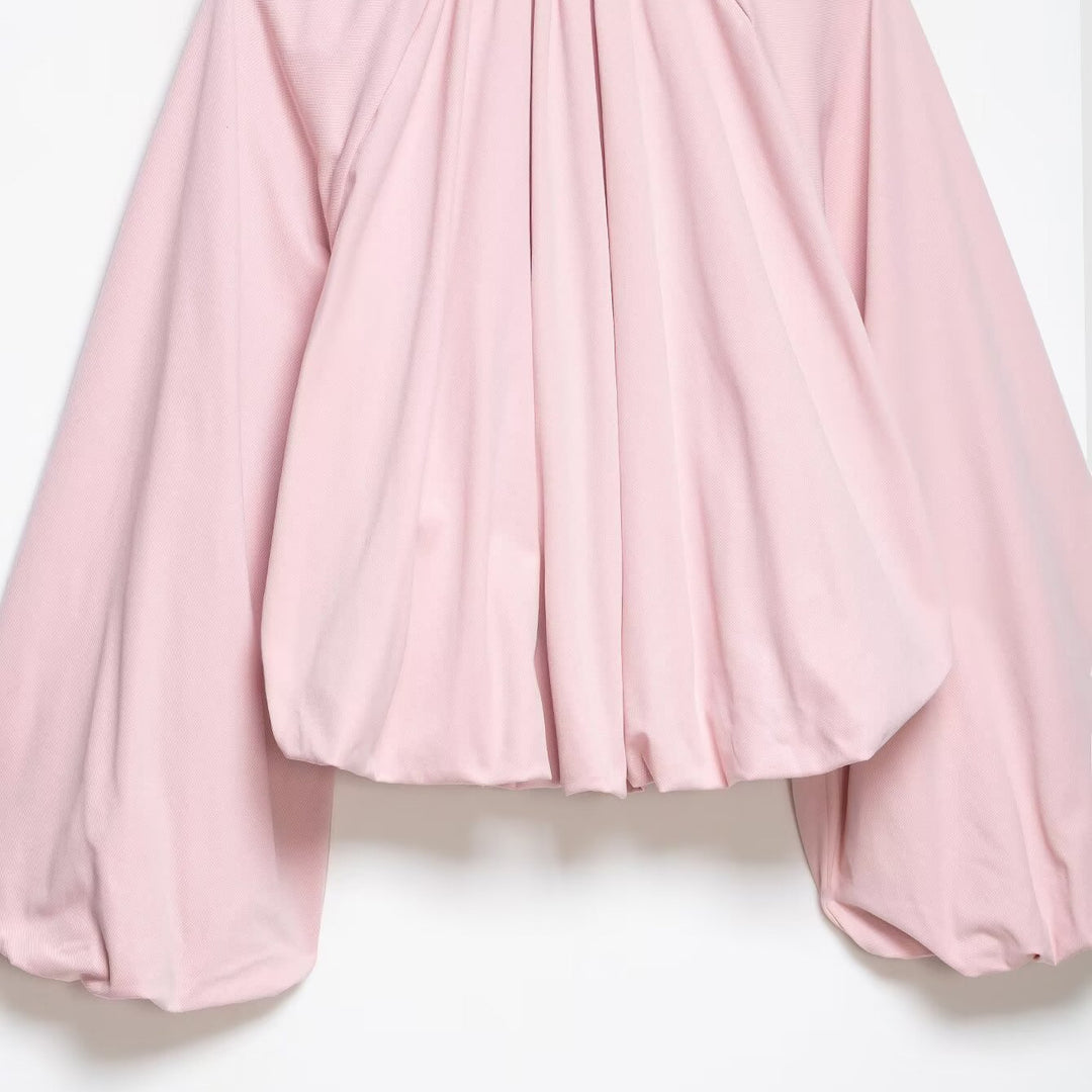 Damen Kurz geschnittene Blousonjacke mit weitem Ballonärmel, Reißverschluss und elastischem Saum Shop Nory