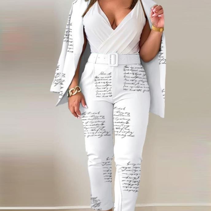 Damen Tailoring-Set mit Animal-Print-Revers, tailliertem Gürtelblazer und High‑Waist-Slimhose Shop Nory