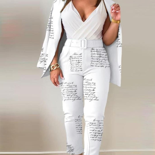 Damen Tailoring-Set mit Animal-Print-Revers, tailliertem Gürtelblazer und High‑Waist-Slimhose Shop Nory