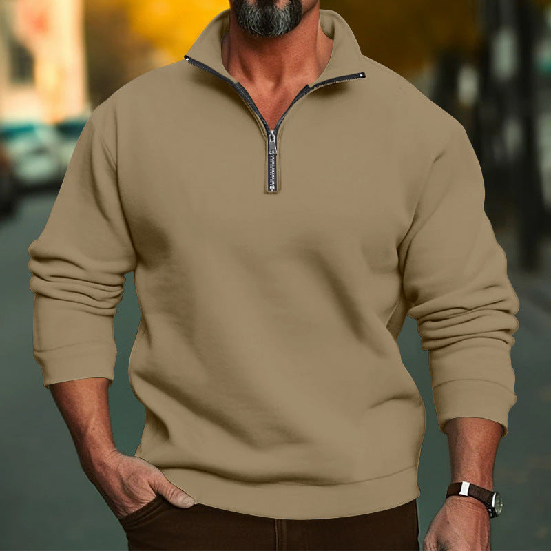 Herren Sweatshirt mit halblangem Reißverschluss und weichem Innenfutter