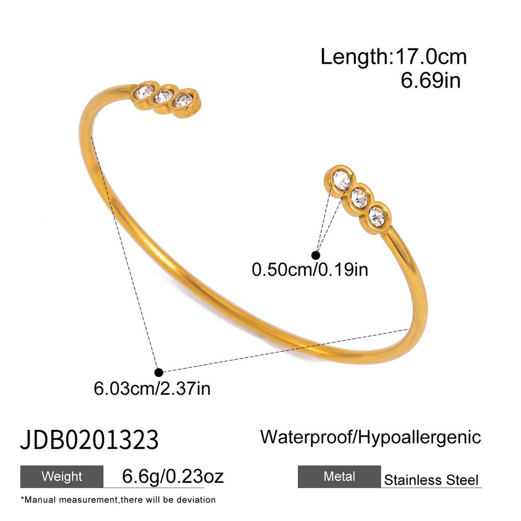 Damen Offenes Armband mit funkelnden Zirkonia und hypoallergener Edelstahlverarbeitung Shop Nory