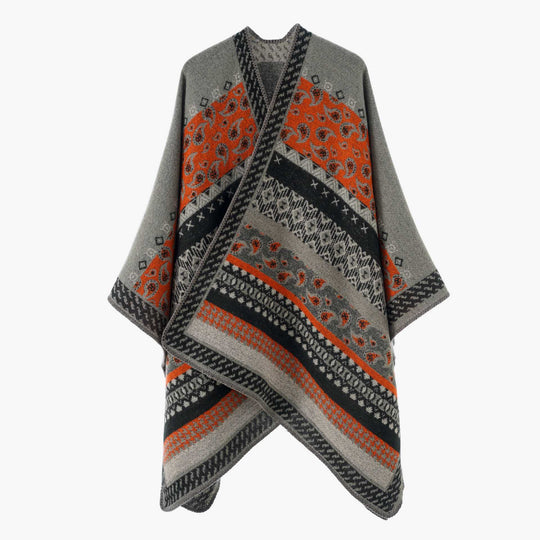 Damen Strickcape im Paisley‑Jacquard mit asymmetrischem Saum Shop Nory