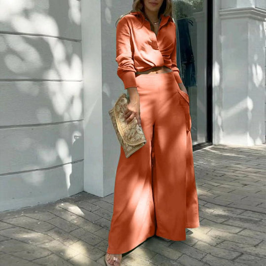 Damen Weite Palazzo-Hose mit extra weitem Bein, hoher Taille und Eingrifftaschen Shop Nory