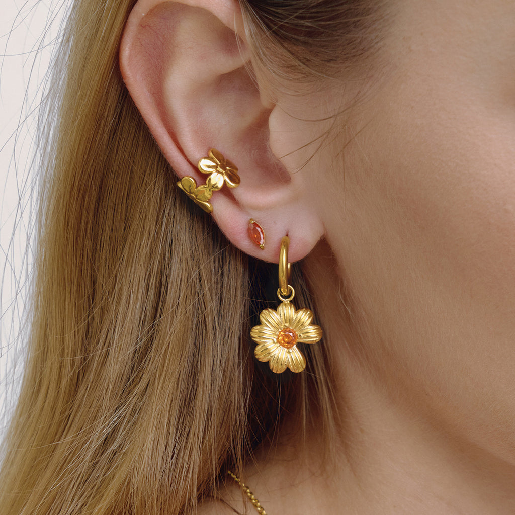 Damen Ohrhänger mit floralem Design und orangefarbenem Kristall Shop Nory