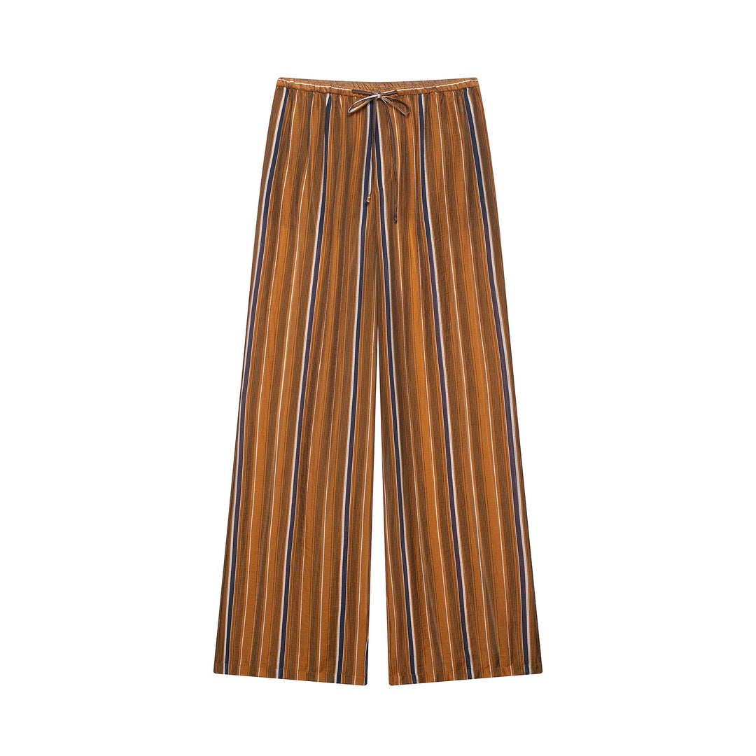 Damen Weite Palazzo‑Hose mit Tunnelzugbund und vertikalem Streifenjacquard Shop Nory