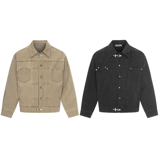 Herren Canvas-Utility-Blousonjacke mit Tunnelzug und Ziersteppungen Shop Nory