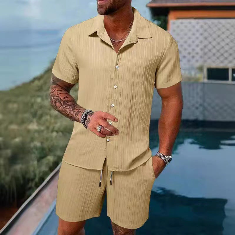 Herren atmungsaktives Sport-Set mit Kurzarm-Hemd und Shorts
