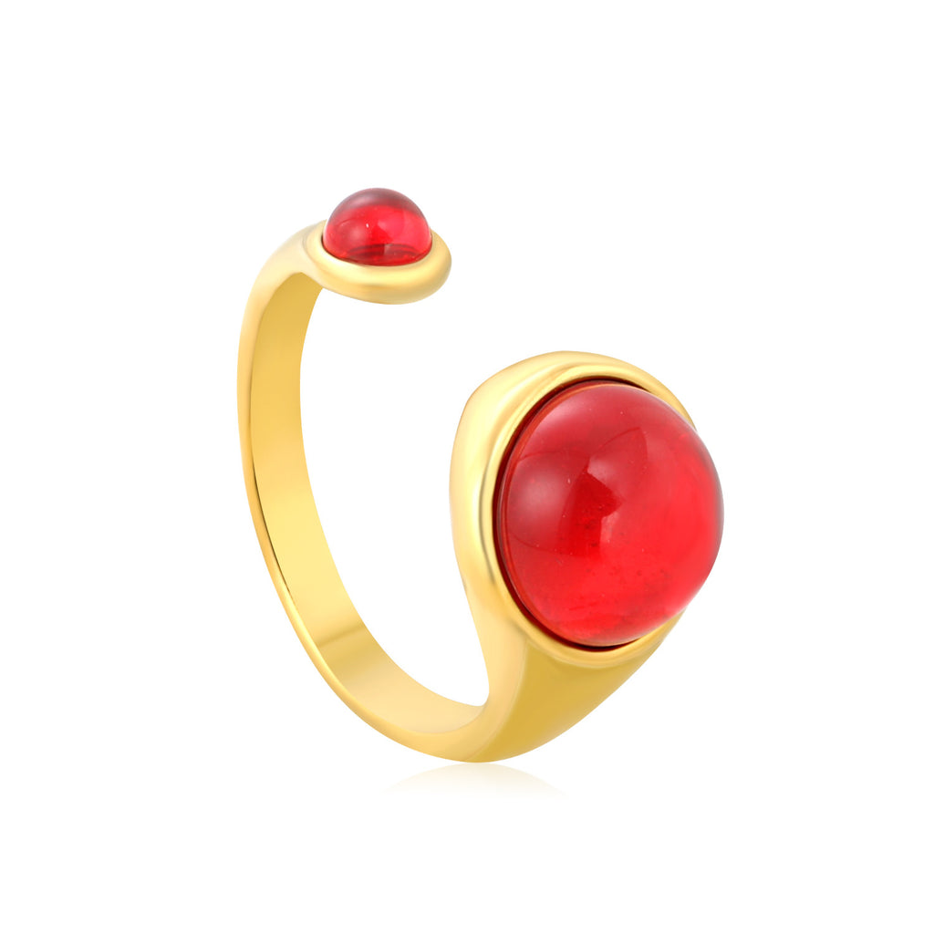 Damen Ring mit verstellbarem Design und funkelnden roten Kristallen Shop Nory
